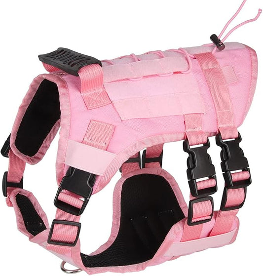 Tactical Dog Harness for Medium Large Dogs No Pull, Military Dog Harness with Handle,Service Dog Vest with Molle & Loop Panels, Adjustable Pet Harness for Training Hunting Walking…