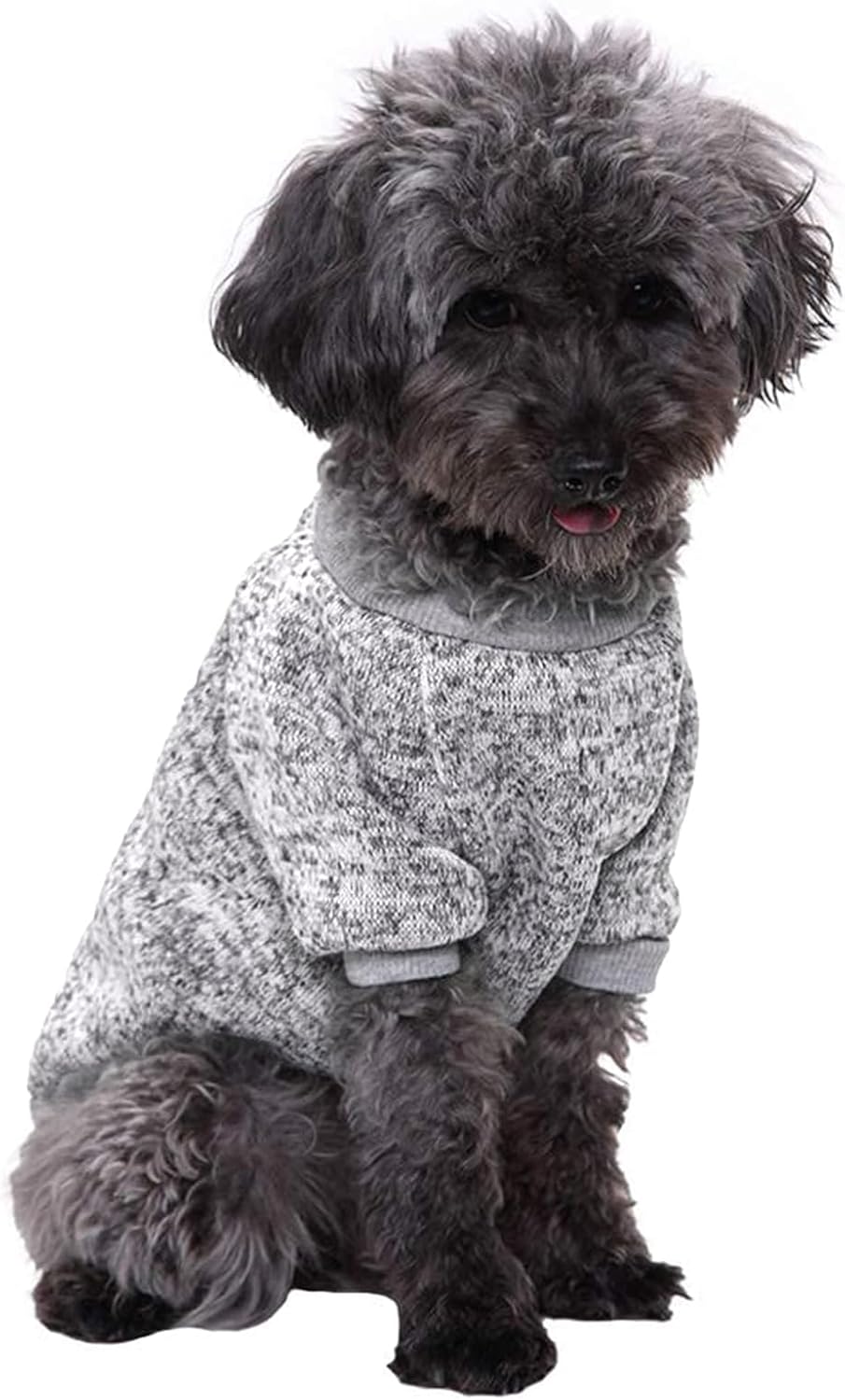 Jecikelon Dog Clothes Dogs Sweater Soft Puppies Clothing Winter Puppy Sweaters Warm Outfit for Dogs Small XXS XS Cat Apparel (Grey, L)