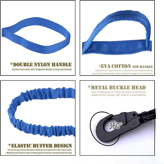 Tactical Dog Collar and Leash Set for Large Dogs with Handle,Dark Blue,S | 1000D Heavy-Duty Nylon Fabric,Quick-Release Metal Buckle,Adjustable Fit,Soft-Padded Webbing,D-Ring,for Training & Hiking