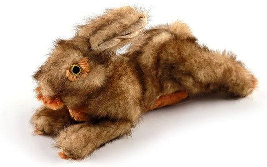 ALL FOR PAWS Classic Rabbit Squeaky Doy Toy, Bunny Dog Toy for Small Medium Breed, Puppy Fetch Toy with Squeaker, Plush Chew Dog Toy, Brown Rabbit -Small Size