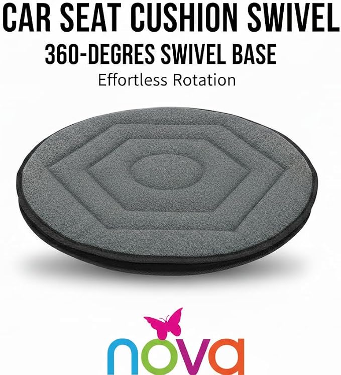 NOVA Swivel Car Seat Cushion for Seniors & Mobility Aid - 360° Rotating Seat Pad for Easy Car Entry Exi, Back & Hip Pressure Relief, 1.5" Thick Comfort Support, Gray/Blue