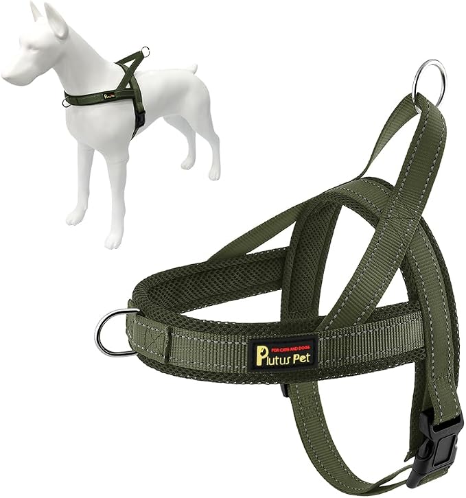 Plutus Pet No Pull Dog Harness for Large Dogs, Breathable Mesh Padded | Adjustable Reflective with Handle, Escape Proof, Quick Fit Pet Vest, Front Clip, for Training and Walking, Ranger Green, XL