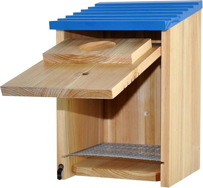 Spiretro Bird Houses Outside Finch Bluebird Cardinals, Weatherproof Cedar Wood Hanging Birdhouses Easy Cleaning, Air Vents, Fledgling Skerfs for Garden Cottages_Beige & Blue