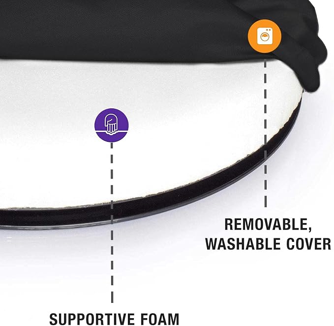 HealthSmart 360 Degree Swivel Seat Cushion, Chair Assist for Elderly, Swivel Seat Cushion for Car, Twisting Disc, Black Leather, 15 Inches in Diameter