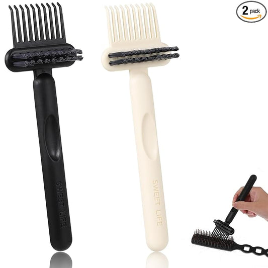 2pcs Hairbrush Cleaner Tool 2-In-1 Hair Brush Cleaner Tools Effective Brush Cleaning Tool Nylon Comb Cleaners & Remover Tools For Women Travel Home Salon Removal Hair