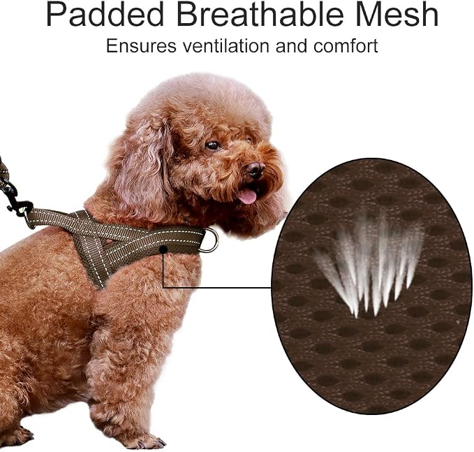 Plutus Pet No Pull Dog Harness for Medium Sized Dog, Breathable Mesh Padded | Adjustable Reflective with Handle, Escape Proof, Quick Fit Pet Vest, Front Clip, for Training and Walking, Chocolate, M
