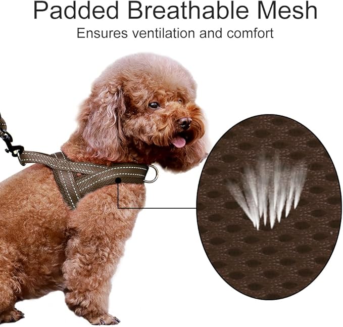 Plutus Pet No Pull Dog Harness for Puppy Small Dogs, Breathable Mesh Padded | Adjustable Reflective with Handle, Escape Proof, Quick Fit Pet Vest, Front Clip, for Training and Walking, Chocolate, XS
