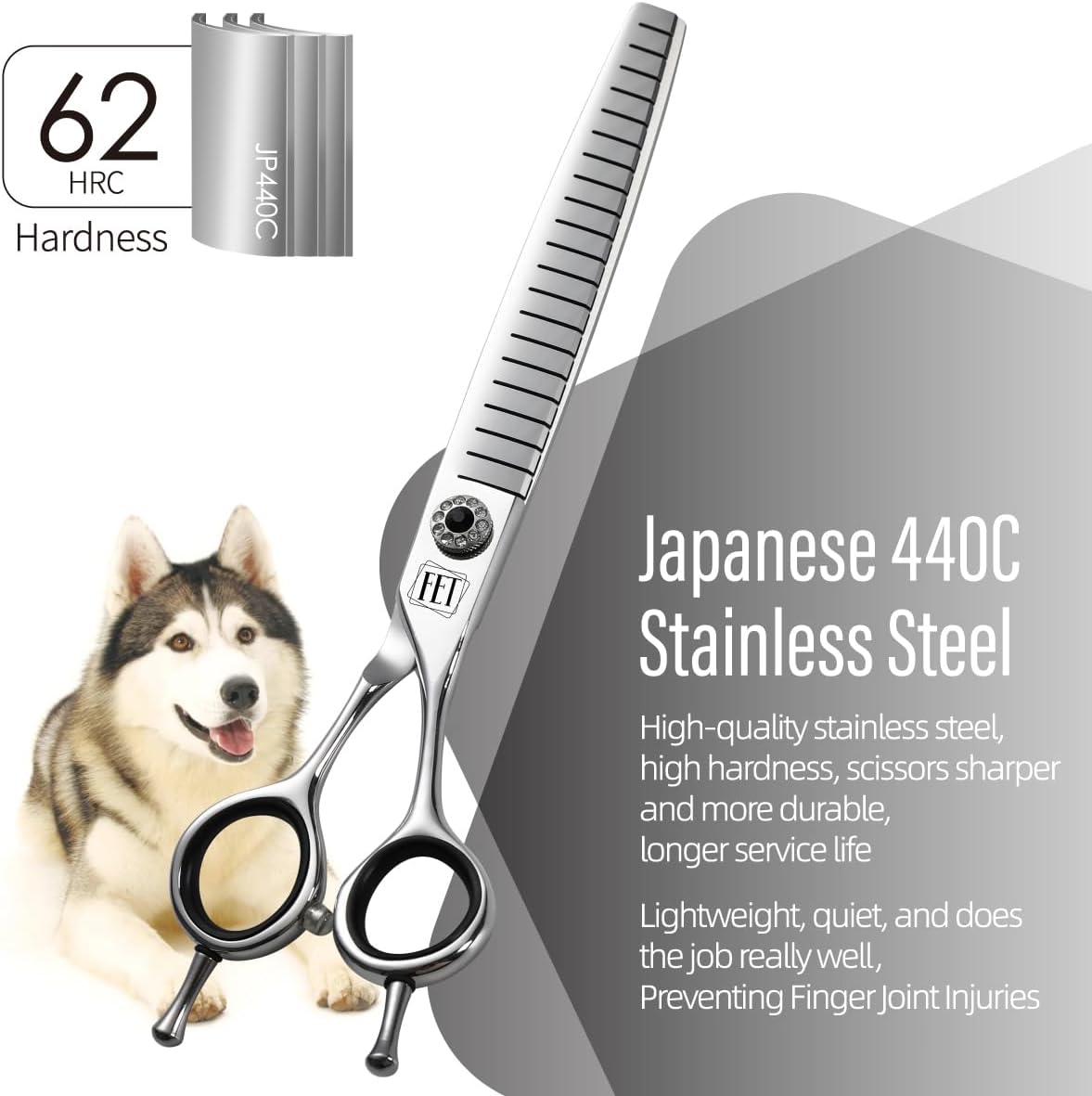 Dog Grooming Scissors: 7 inch Pet Fluffy Shears Made Of Japanese 440C Advanced Stainless Steel Professional Grooming Scissors for Dogs Cats and Other Pets