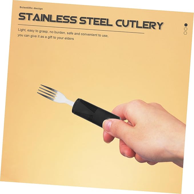 Healifty Adaptive Utensils Set Weighted Utensils for Hand Tremors Non-Slip Tableware with Tpr Handle Elderly Tableware for Arthritis 8.26 X 1.25 X 0.78 in