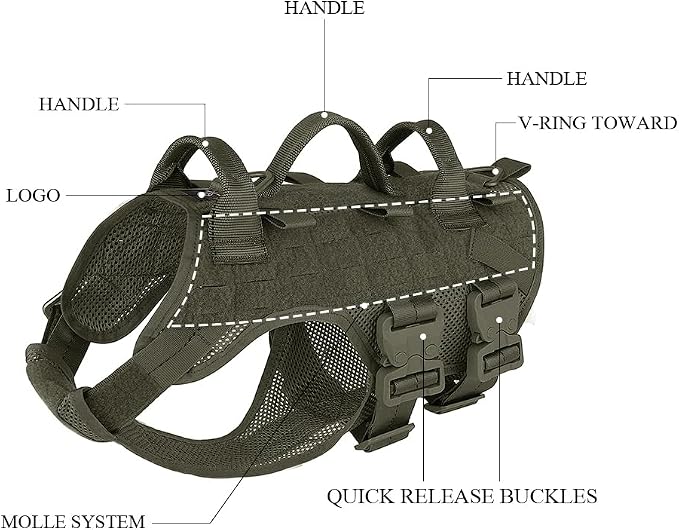 Tactical Dog Harness No Pull for Large Working Dogs Military Dogs Vest Police Service Training Dogs Molle Harnesses with Handle … …