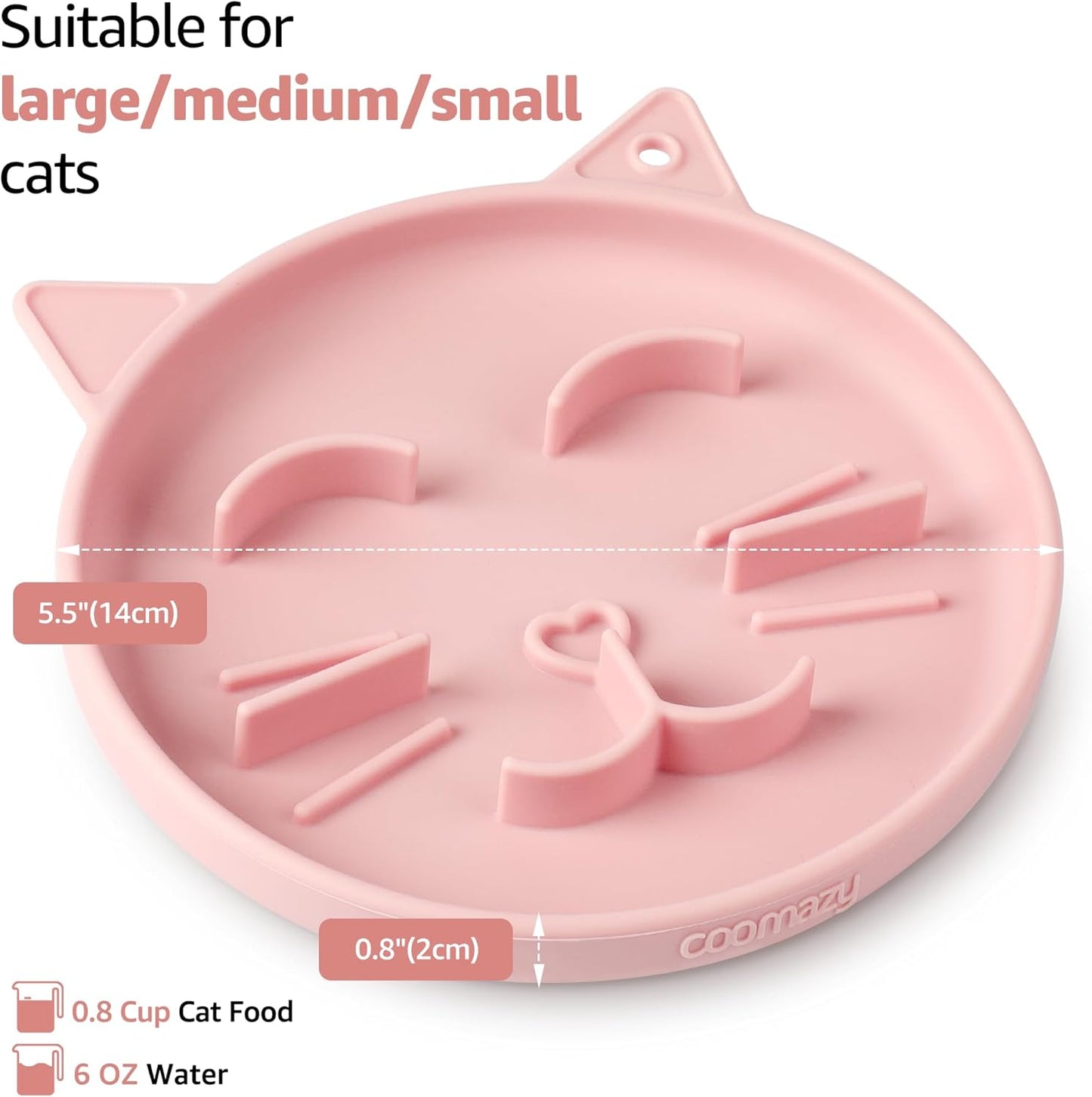 Coomazy Silicone Slow Feeder Dog Cat Bowls, Interactive Puzzle Toy for Pets Dry/Wet Food Training, Keeps Dogs Cats Busy, Prevents Puppy Kitty Overeating (Pink, 0.8 Cup)