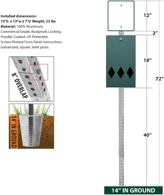 Zero Waste USA - DISPENSE-ART™ Mini Dog Waste Station - Stars & Stripes | UV-printed aluminum bag station with 400 bags, 25% larger dispenser, installs beside existing trash cans, 10-year warranty