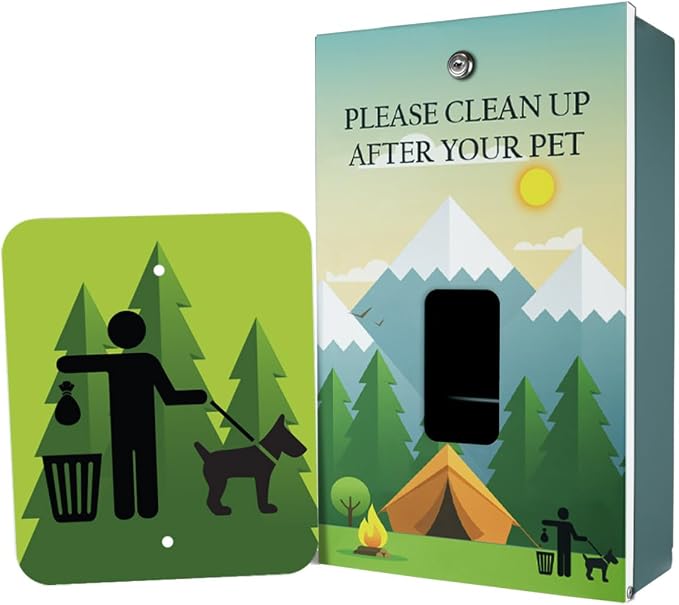 Zero Waste USA - Aluminum Dog Waste Station - Camp | Matte Green | DISPENSE-ART™ UV printed aluminum station with MittN™ mitten bags, 25% more dispenser storage, commercial outdoor design