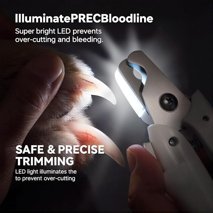 Professional Dog & Cat Nail Clippers | LED Light, Safety Guard, Ergonomic, For Puppies, Small & Large Dogs, Toenail Clippers & Trimmer