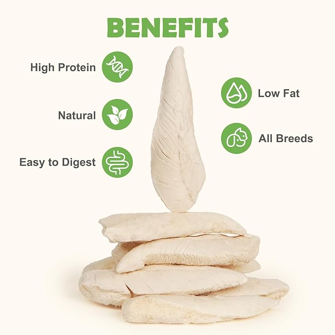 MON2SUN Freeze Dried Chicken Breast Dog & Cat Treats - Whole Cut, Single Ingredient, High Protein, Grain & Gluten Free, for Training Chew or Topper, 5.3oz