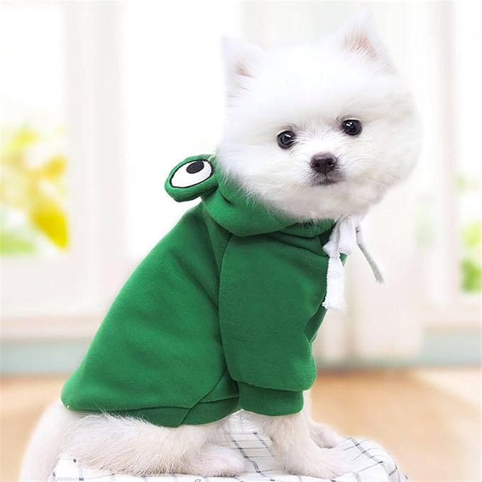 Warm Dog Winter Clothes Cute Fruit Dog Coat Hoodies Fleece Pet Dogs Costume Jacket for French Bulldog Chihuahua Ropa para Perro(Green,S)