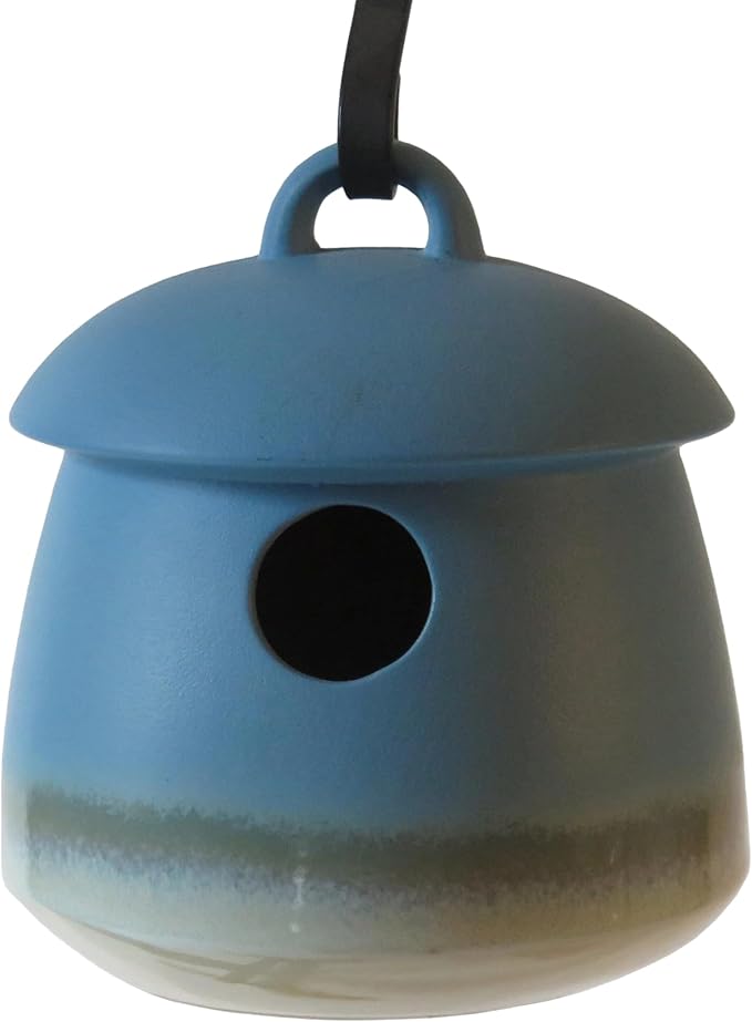 Byer of Maine Return Bird Home, Hanging Bird House, Soft Blue, 7 D x 7 H inches