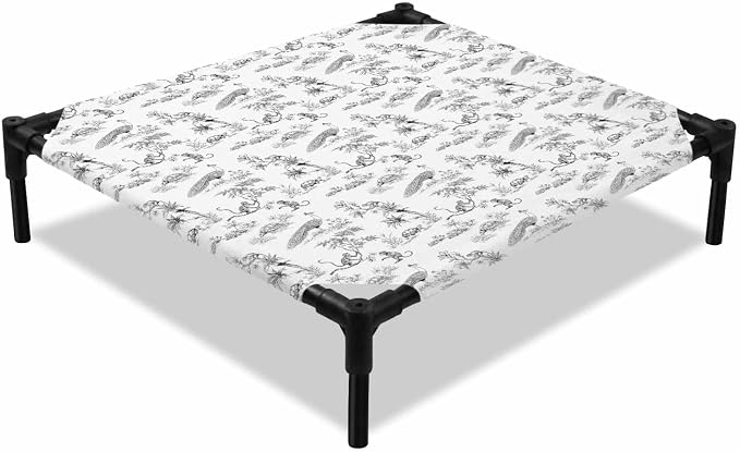Outdoor Elevated Dog Bed for Small Dogs, Farmhouse Monkey Breathable Cooling Raised Dog Cot for Indoor/Outdoor, Vintage Plants Rustic Turtles Peacock Waterproof Elevated Pet Beds, S 20 x 20 in