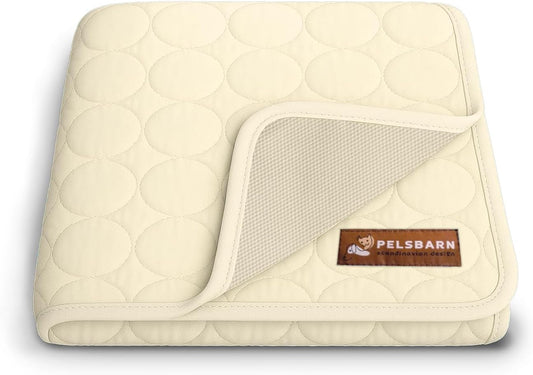 Dog Cooling Mat- Ice Silk Summer Comfort, Self Cooling, Non-Slip Dog Pad, Durable & Washable, Mat for Small Dogs 45x55 cm, Support Shelter Dogs with Every Purchase (Beige)