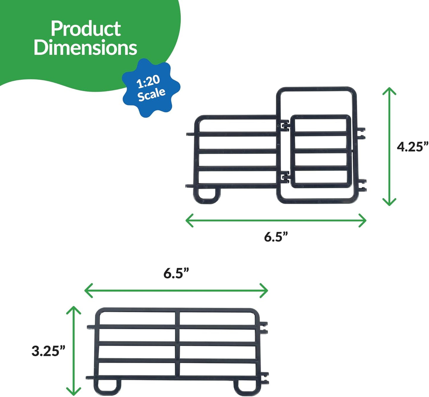 Big Country Toys 7-Piece Corral Fence Panel Set - 1:20 Scale - Farm Toys - Toy Fence Panels