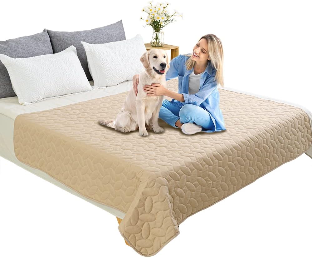 Ameritex Pet Bed Cover Dog Bed Blanket for Sofa and Furniture Waterproof New Pattern Design (52x82 Inch, Beige)
