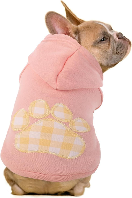 SAWMONG Dog Hoodie,Flannel Pet Hooded Sweater with Hat Puppy Pullover Sweater Shirt,Dog (Pink,L)
