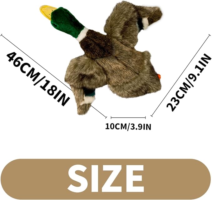 ALL FOR PAWS Duck Squeaky Doy Toy, Duck Dog Toy for Medium Large Breed, Puppy Fetch Toy with Squeaker, Plush Chew Dog Toy, 18 x 9.1 x 3.9 inches, Classic - Mallard L