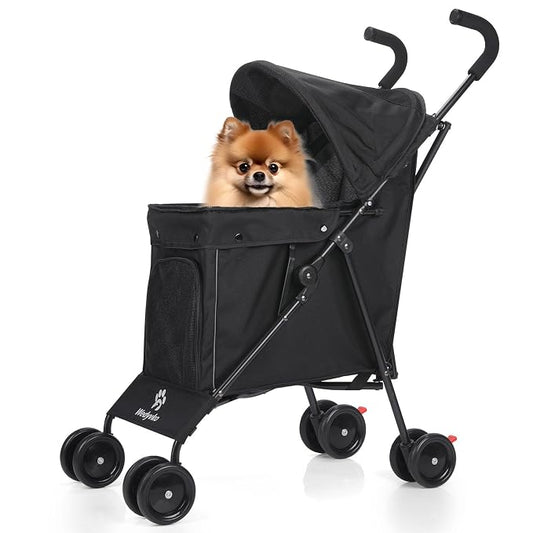 3 in 1 Pet Stroller for Small Dogs and Cats, Foldable Pet Stroller with Cats and Dogs Jogger Travel Strollers, 4 Wheels, Breathable Mesh, Large Capacity, Easy to Carry (Black)
