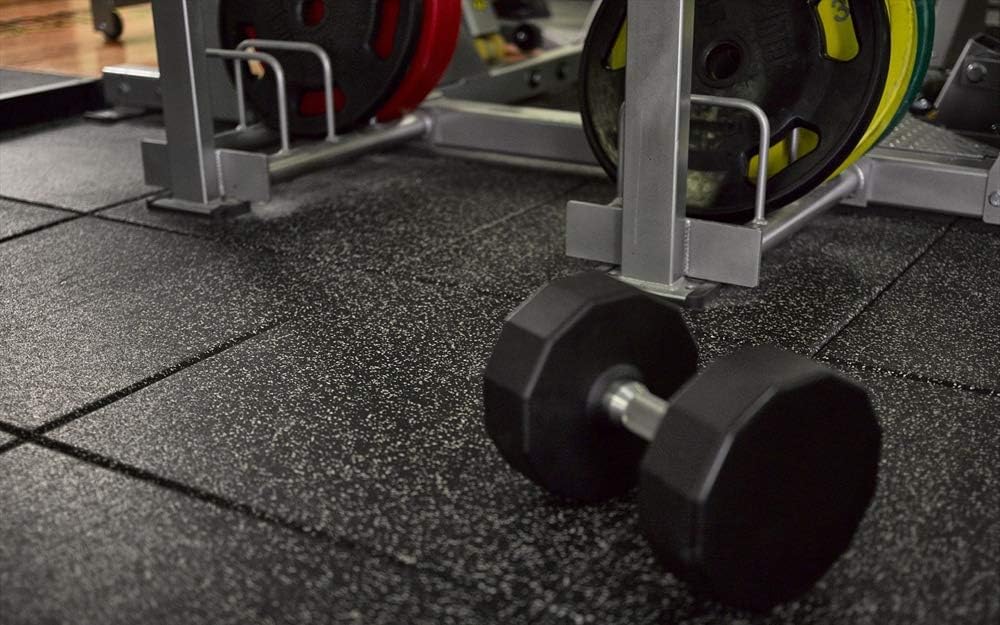 American Floor Mats - Extreme Rubber Gym Tiles - 1 Inch Thick Colorful Rubber Gym Tiles - Superior Shock and Sound Absorbing Tiles - 95% Light Greys 10 Tile Pack (Covers 40 Sq Ft)