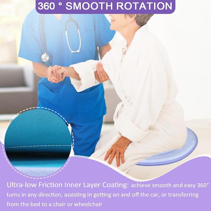 Swivel Seat Cushion 360 Degree Rotating Seat Cushion Light Weight Portable Pivot Disc Pad for Elderly, Pregnant Woman, Swivel Car Seat. Easy Turning from Bed to Wheelchair or Chair-17.7"X17.7"