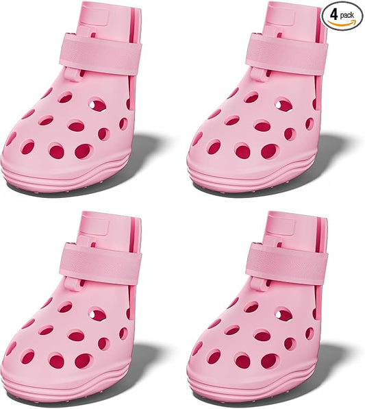 Dog Shoes for Hot Pavement, Breathable Dog Boots Paw Protectors with Adjustable Straps & Non-Slip Sole, Easy On & Off, Waterproof, Easy-Cleaning (Pink, XL)