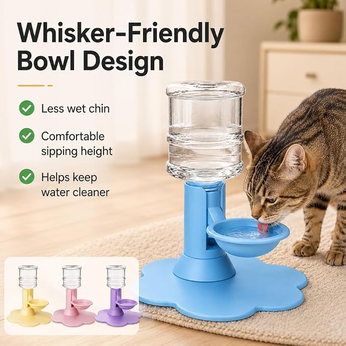 Automatic Pet Water Dispenser,Flow Self Refilling Cat & Dog Water Bowl | Portable Bottle Outdoor Jug, 3 Gallon No Spill, Washing Station for Pets, Feeder, Fountain, Storage(Yellow,No Bottle)