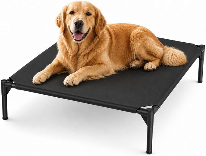 Elevated Dog Cot Bed,Cooling Raised Pet Bed with Washable Breathable Mesh Sturdy Metal Frame,Portable Raised Dog Bed with Anti-Slip Feet for Indoor Outdoor Backyard Use (29" X 26" X 7")