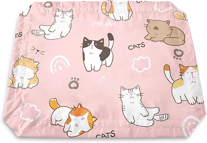 Kawaii Cat Pattern Orthopedic Elevated Dog Pet Bed(35"X25"X8"),with Metal Frame,Printing Breathable Waterproof Dog Kennel,Sleeping Bed Set for Small Medium Large Dogs Cats,for Home,Outdoor Use