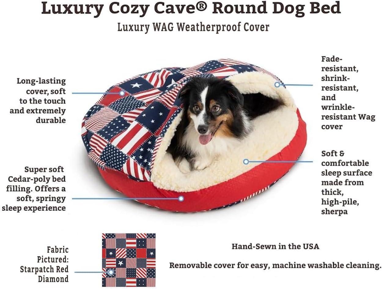 Snoozer Luxury Cozy Cave Dog Bed - Indoor Dog Bed with Cover Cave, Covered Calming Burrow for Medium & Large Sized Pets with Blanket Attached, Enclosed, Washable - XL, Barkely Black Diamond