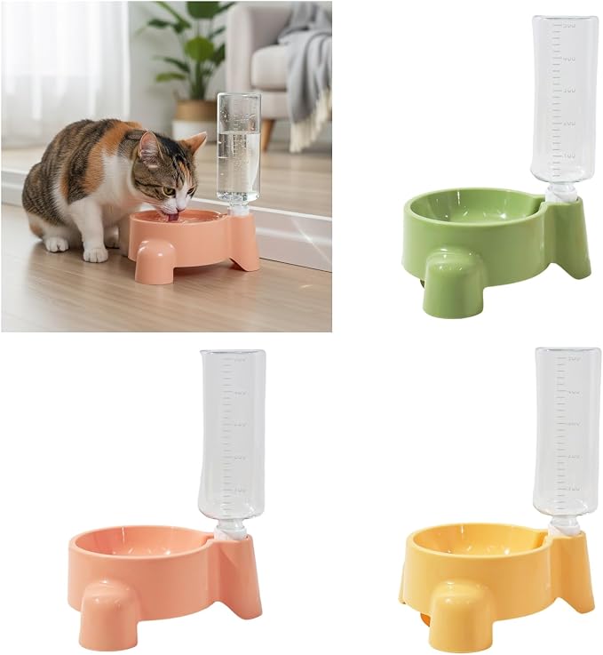 Dog Feeding Station Leak Water Fountains Detachable Bottle Anti Slip Base Design Stainless Steel Bowl with Water and Food