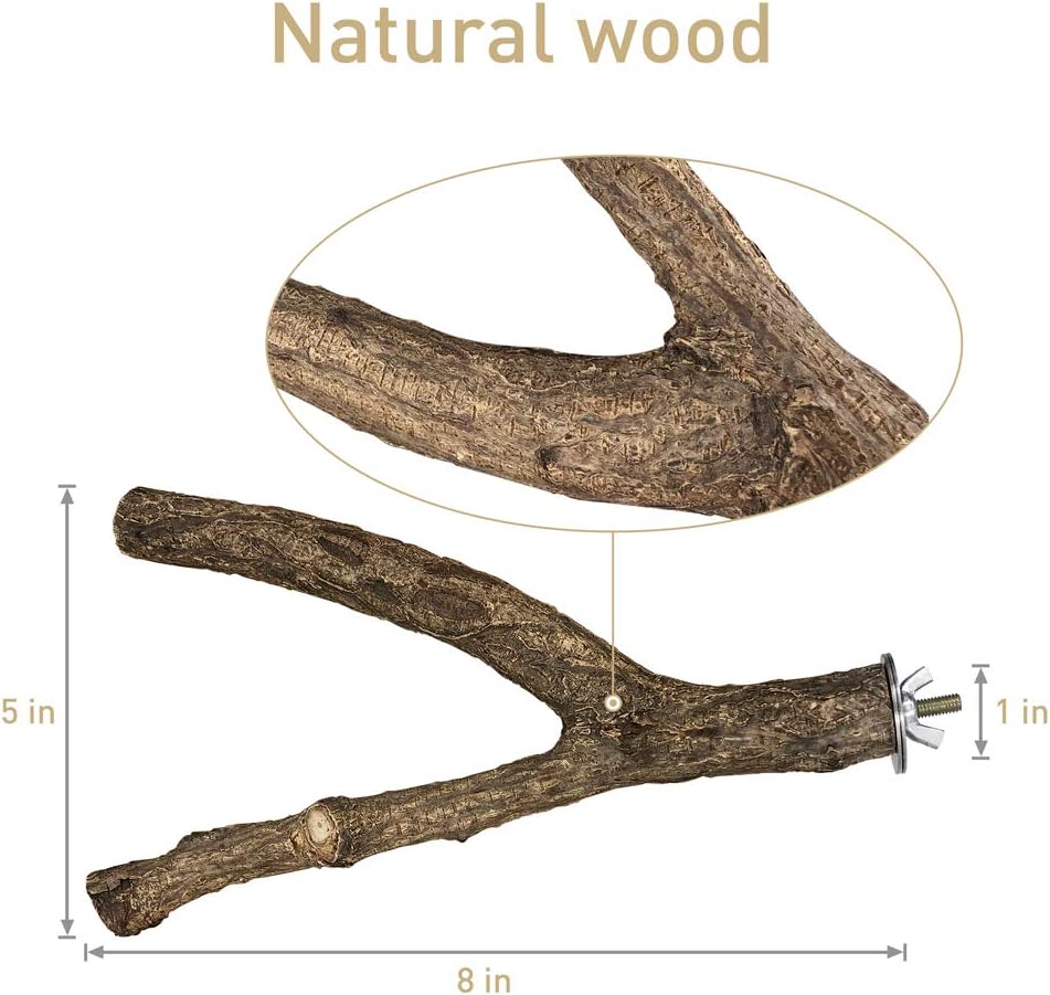 Bird Perch 4 PCS Natural Wood Stand Parakeet Toys Bird Cage Accessories for Parrots Conure Supplies Budgie Platform