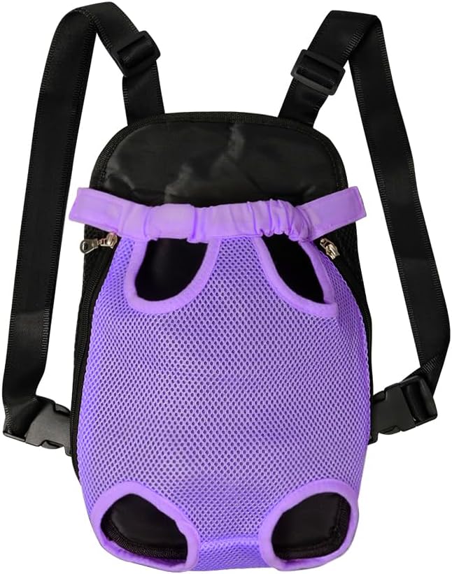 FEimaX Dog Carrier Backpack Pet Legs Out Front Cat Travel Bag, Adjustable Puppy Backpacks Carriers Hands-Free for Small Medium Dogs Cats Hiking Traveling Camping Daily Walking (X-Large, Purple)