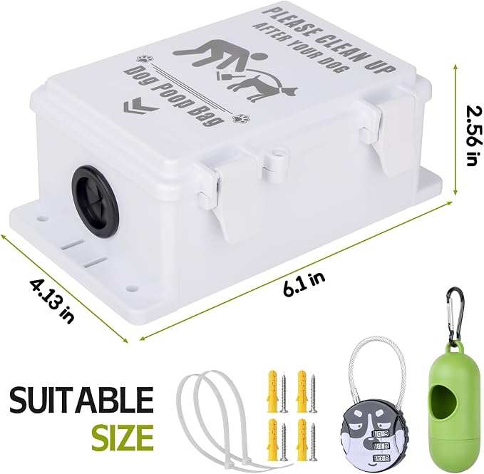 Outdoor Dog Poop Bag Dispenser Wall Mountable, Waterproof & Commercial-Grade, Outdoor Organizer for Home, Parks, Apartments, Property Management with 135 Bags & Lock Included
