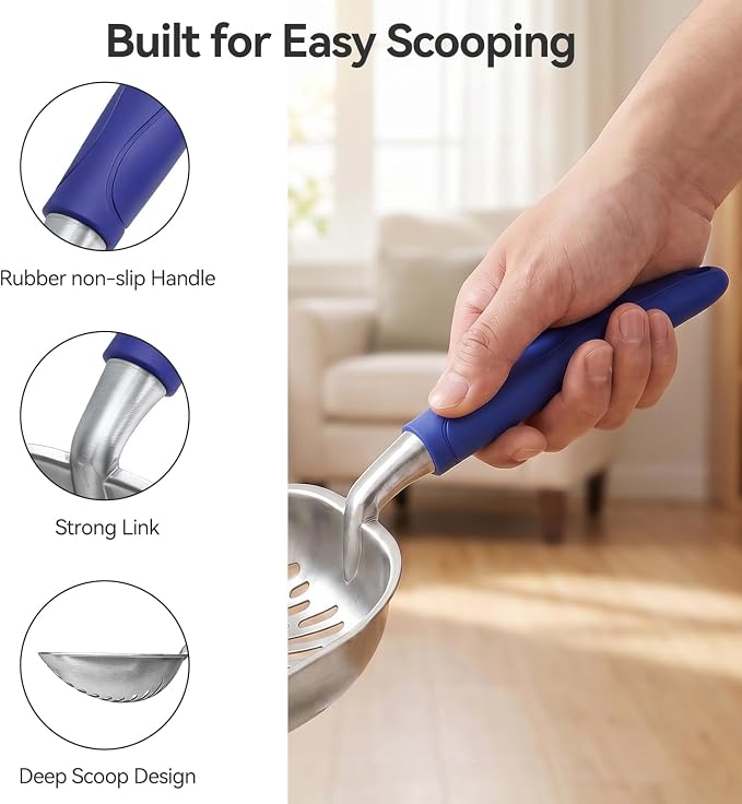Cat Litter Scoop, Kitty Metal Scooper with Long Handle | Heavy Duty Aluminum Deep Sifter, Rustproof Durable Kitten Poop Shovel for Travel & Small Litter Box