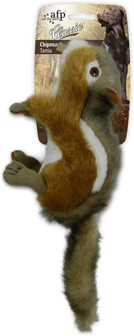 ALL FOR PAWS Chipmunk Squeaky Doy Toy, Squirrel Dog Toy for Medium Large Breed, Puppy Fetch Toy with Squeaker, Plush Chew Dog Toy, Chipmunk-L