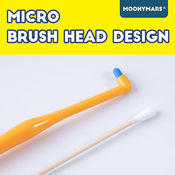 MoonyMars Cat Toothbrush Tuft Head, Small Dog & Puppy Tooth Brushing Kit, Mini Head Teeth Brush for Kitten & Tiny Pet, Doggy Toothbrushes Deep Dental Cleaning, 2 PCS - Orange