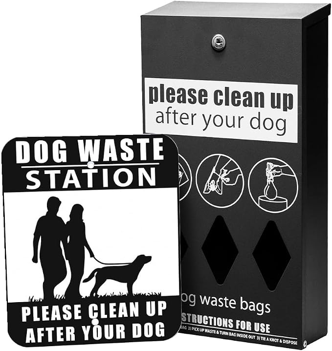 Zero Waste USA Rust-Proof Aluminum Dog Waste Station with Bags, Matte Black | Hand-welded aluminum station, rust-proof construction, locking dispenser, commercial-grade design for parks, apartments & HOA
