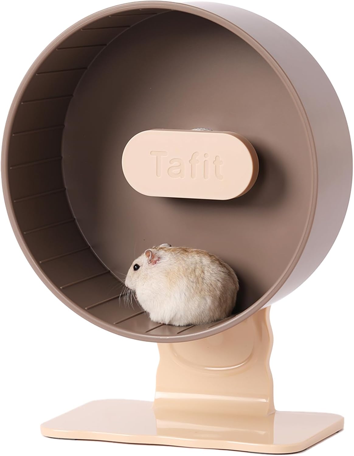 Silent Hamster Wheel 8.7 Inch Dual-Bearings Small Animals Quiet Running Exercise Wheels, Height Adjustable for Dwarf Hamsters, Gerbils, Mice, Hedgehog, Lemmings, or Other Small Pets,Nut Brown