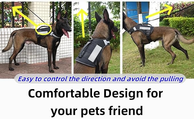 No Pull Service Dog Vest Harness (XXL) with Soft Handle and Reflective Stripe for Service Dogs Adjustable Padded Vest with Removable Reflective Patches for Medium and Large Dogs