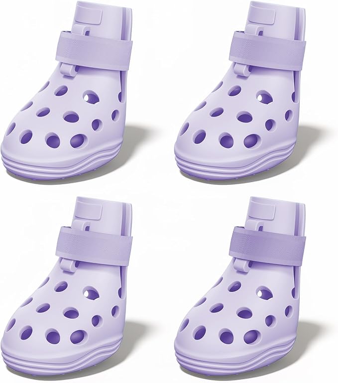 Dog Shoes for Hot Pavement, Breathable Dog Boots Paw Protectors with Adjustable Straps & Non-Slip Sole, Easy On & Off, Waterproof, Easy-Cleaning (Purple, XS)
