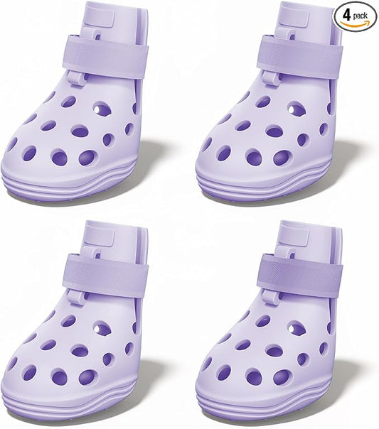 Dog Shoes for Hot Pavement, Breathable Dog Boots Paw Protectors with Adjustable Straps & Non-Slip Sole, Easy On & Off, Waterproof, Easy-Cleaning (Purple, S)