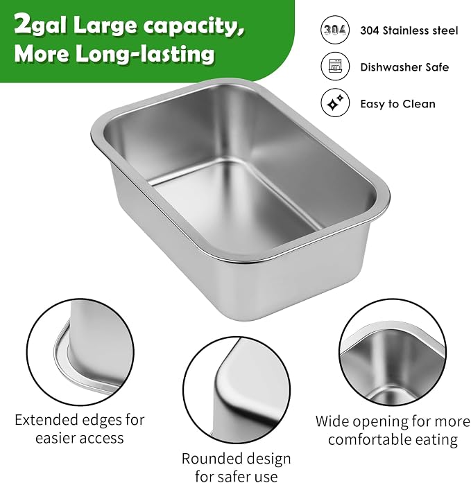 2 Gallon Elevated Large Dog Water Bowl with Mat, 4 Height Adjustable 10.4-15.2", Raised Dog Water Bowl Stand for Large Breed