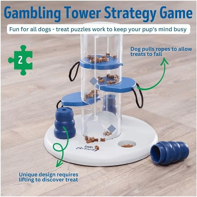 TRIXIE Gambling Tower Dog Activity Interactive Toy, Level 2 Food Puzzle Game, Brain Teasing Treat Dispenser, IQ and Mental Development Toy for Smart Dogs, Enrichment Toy for Boredom Busting