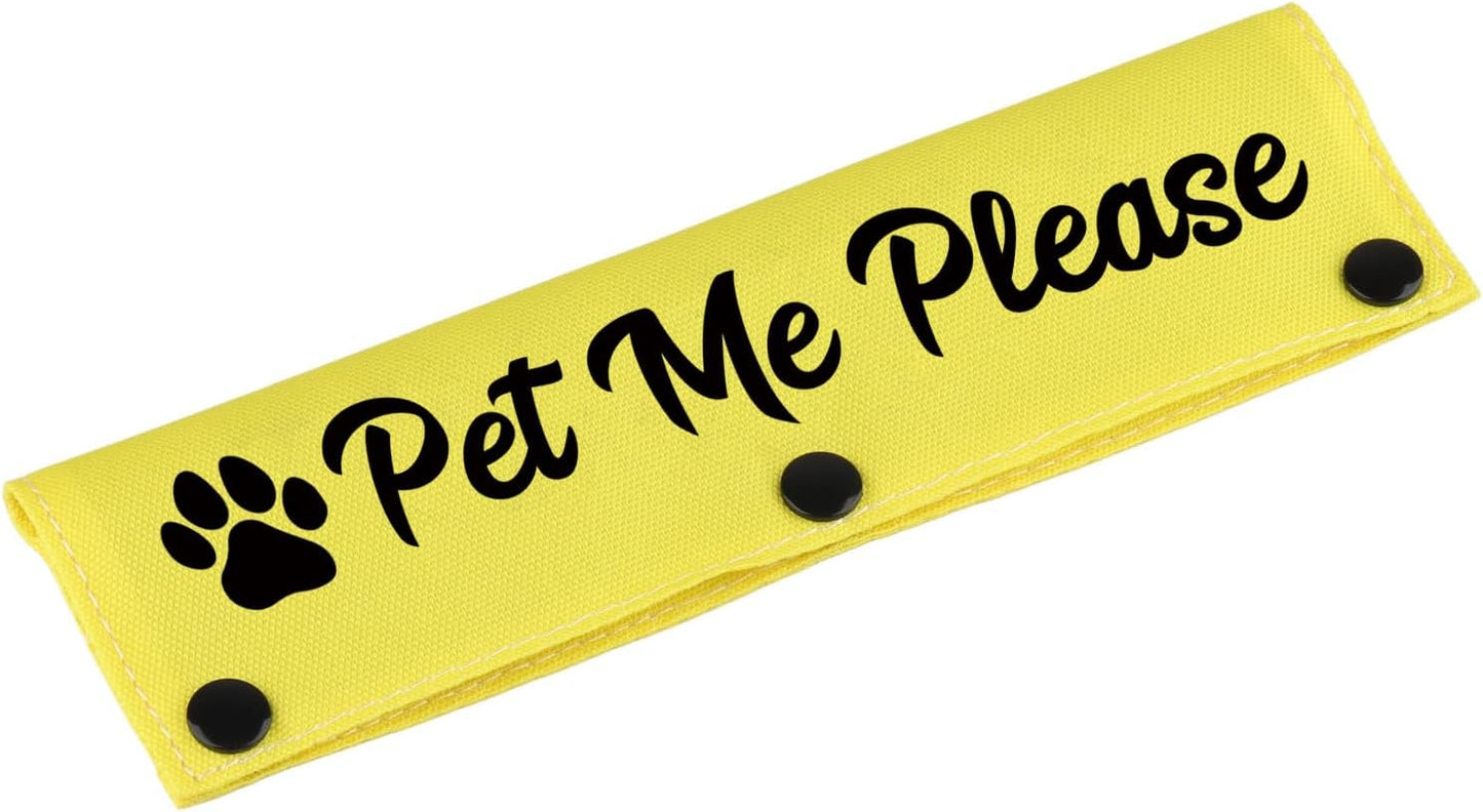 Funny Dog Leash Sleeve Pet Me Please Dog Leash Wrap Wrap Alert Hanging ID Patch Tag Pet Birthday Gift(Pet Me Please) (Pet Me Please-YE Sleeve)